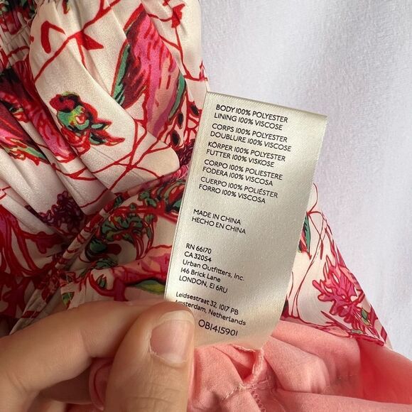 Anthropologie Pink & Green Floral Tired Mini Skirt  Size Small - Picture 6 of 8